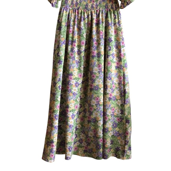 QED London Floral Maxi Dress Shirred Bodice Size 14 Green - Picture 4 of 13